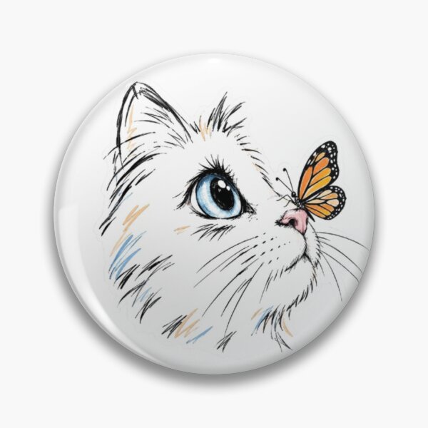 Item preview, White Cat with Monarch Butterfly designed and sold by Snurly.