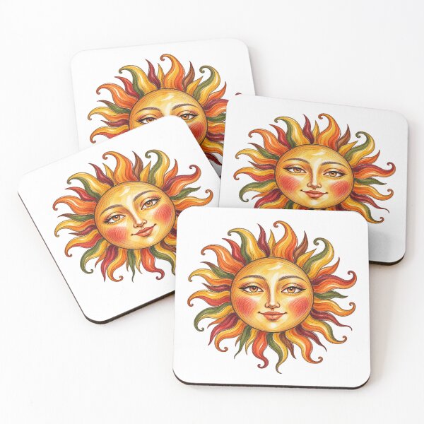 Item preview, Whimsical Celestial Sun Face Design, Boho Watercolor Sun Art, Vintage Style Sun Illustration designed and sold by SezzyDesigns.