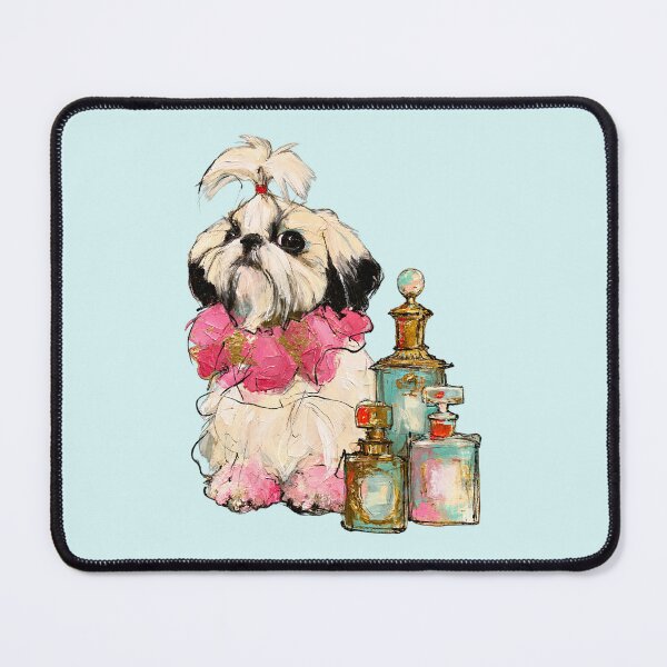 Item preview, Shih Tzu Pink Ruffle Vintage Perfume Bottles Painting designed and sold by joannejgg.