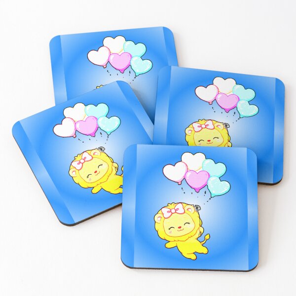 Item preview, Baby Lioness with Heart Balloons - Kawaii Lion Girl with Bow designed and sold by AstronautMerch.