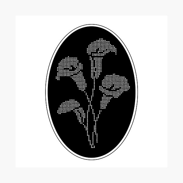 Item preview, Vintage Black Botanical Floral Motif in Oval Frame - 15 designed and sold by ivyysophia.