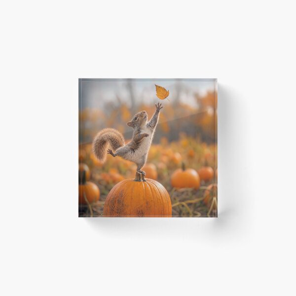 Item preview, Squirrel Balancing on an Autumn Pumpkin designed and sold by Maria Dryfhout.