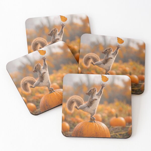 Item preview, Squirrel Balancing on an Autumn Pumpkin designed and sold by Maria Dryfhout.