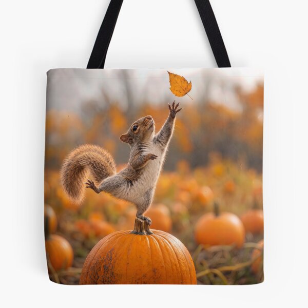 Item preview, Squirrel Balancing on an Autumn Pumpkin designed and sold by Maria Dryfhout.