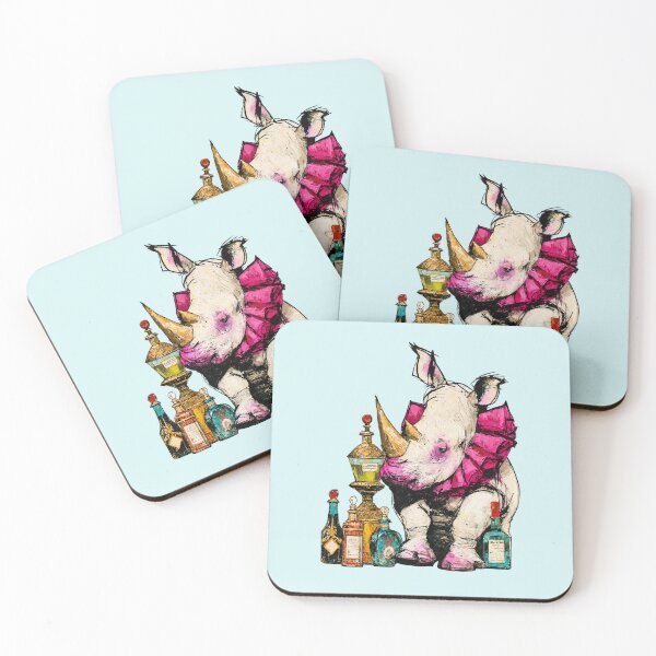Item preview, Baby Rhino Pink Bow Perfume Bottles Painted Illustration designed and sold by joannejgg.
