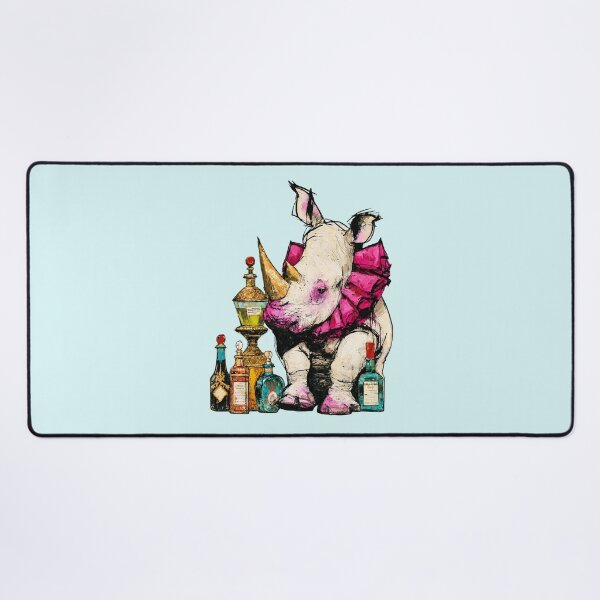 Item preview, Baby Rhino Pink Bow Perfume Bottles Painted Illustration designed and sold by joannejgg.