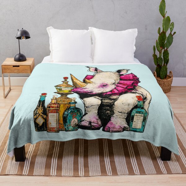 Item preview, Baby Rhino Pink Bow Perfume Bottles Painted Illustration designed and sold by joannejgg.