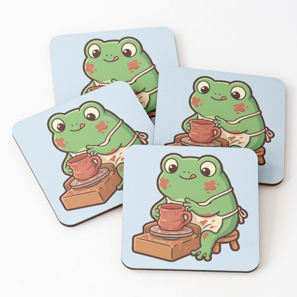 Item preview, Pottery Frog at the Wheel, Cute Ceramics Art designed and sold by Rariks.