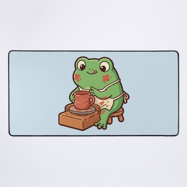 Item preview, Pottery Frog at the Wheel, Cute Ceramics Art designed and sold by Rariks.