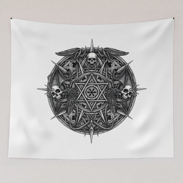 Item preview, Crowned in Shadows – Dark Fantasy Skull and Raven Crest designed and sold by Fadi Alyaldani.