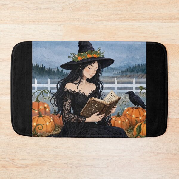 Item preview, The Witch and Her Raven Reading an Ancient Spellbook. designed and sold by DibujandoPorfa.