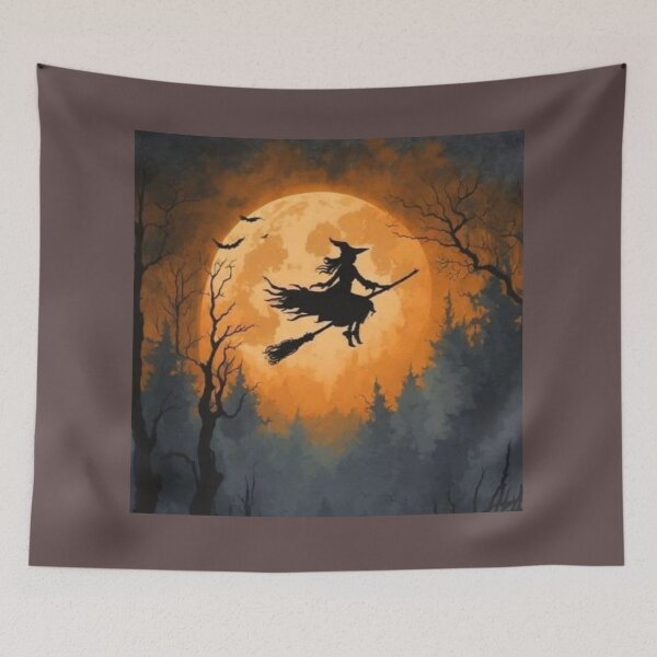 Item preview, Halloween Witch On Broom Silhouette Artwork  designed and sold by NivyasArtistry.