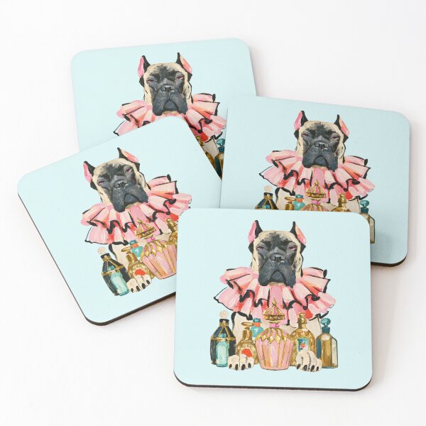 Item preview, Cane Corso in Pink Ruffle Collar with Perfume Bottle Oil Painting designed and sold by joannejgg.