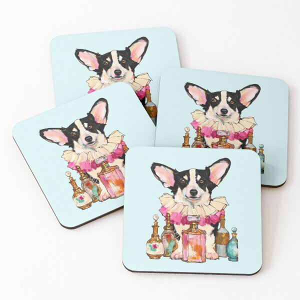 Item preview, Corgi in Ruffled Collar Vintage Perfume Bottles Painting designed and sold by joannejgg.