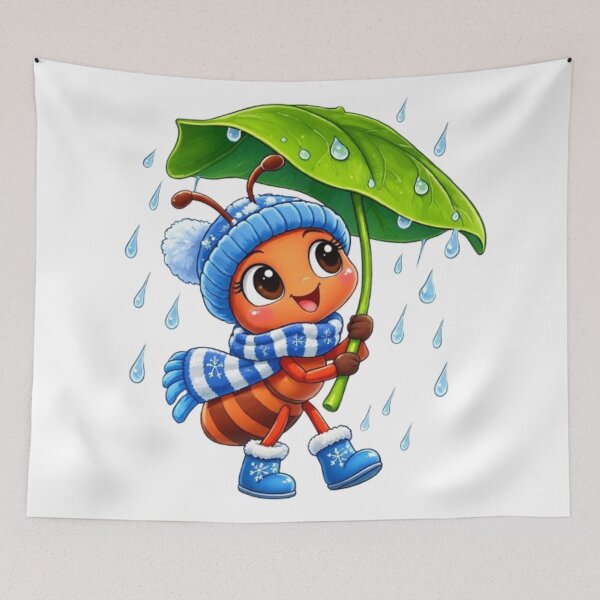 Item preview, Cute Ant Leaf Umbrella Rainy Day designed and sold by ToonyTeez.