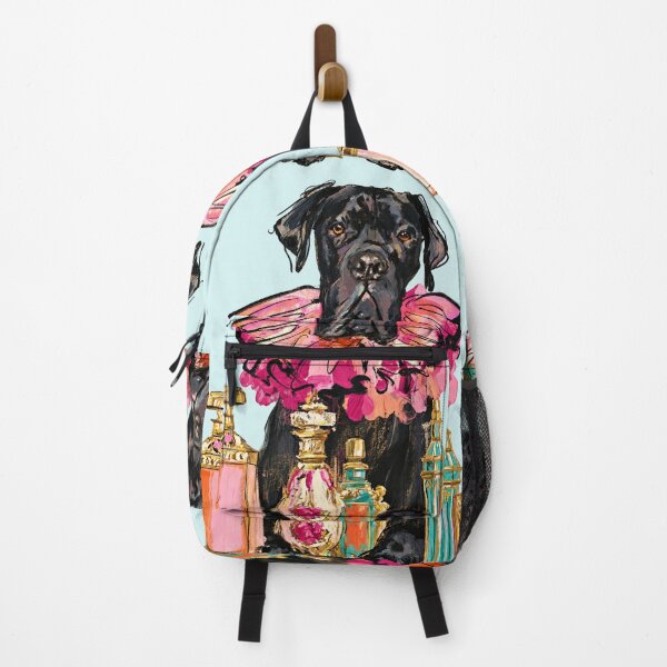 Item preview, Black Dog Pink Ruffle Collar Perfume Bottles Glam Illustration designed and sold by joannejgg.