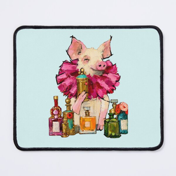 Item preview, Pig in Pink Ruffled Collar with Perfume Bottles Painting designed and sold by joannejgg.