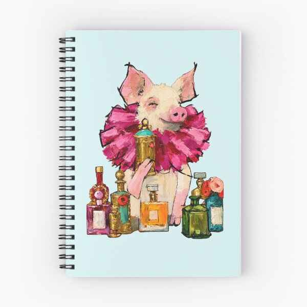 Item preview, Pig in Pink Ruffled Collar with Perfume Bottles Painting designed and sold by joannejgg.
