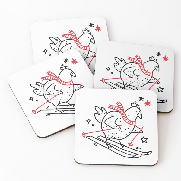 Item preview, Funny Christmas Chicken on a Skis – Festive Farm Animal Art designed and sold by Friday Doodles.