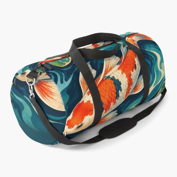 Item preview, Long-Finned Koi Fish in a Teal Lily Pond – Aquatic Illustration designed and sold by astersgraphics.
