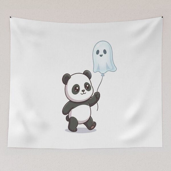 Item preview, Cute Panda Ghost Balloon Halloween designed and sold by Ella_Sketch.