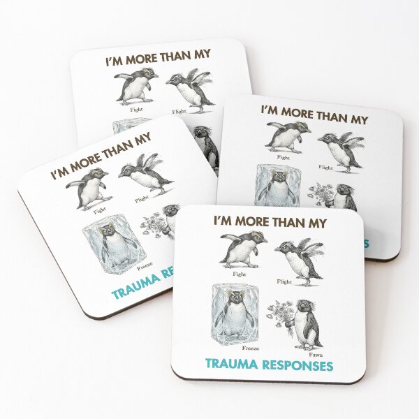Item preview, Fight Flight Freeze Fawn Penguin Trauma Responses designed and sold by QuirkyGuacamole.
