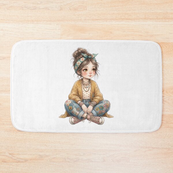 Item preview, Retro Patchwork Girl – Cute Vintage Boho Fashion Art designed and sold by PrintCreations9.