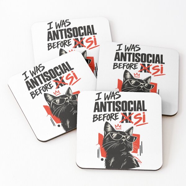 Item preview, Antisocial Before AI Cat: Funny Introvert Humor designed and sold by SimpleSova.