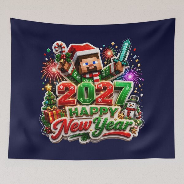 Item preview, Minecraft Happy New Year 2027 Gamer Design designed and sold by MargaretPolanco.