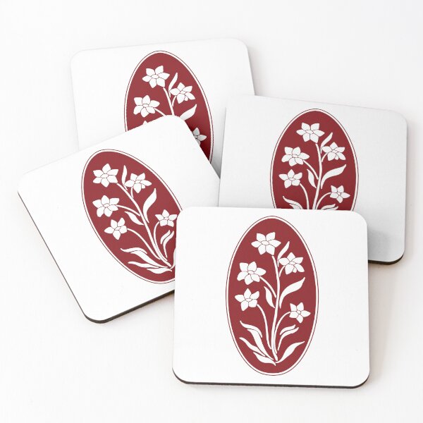 Item preview, Vintage Red Botanical Floral Motif in Oval Frame - 01 designed and sold by ivyysophia.