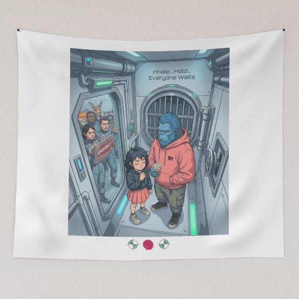 Item preview, Inhale... Hold... Everyone Waits | Sci-Fi Airlock Breathwork & Bigfoot Art designed and sold by Whimsy Trail Co.