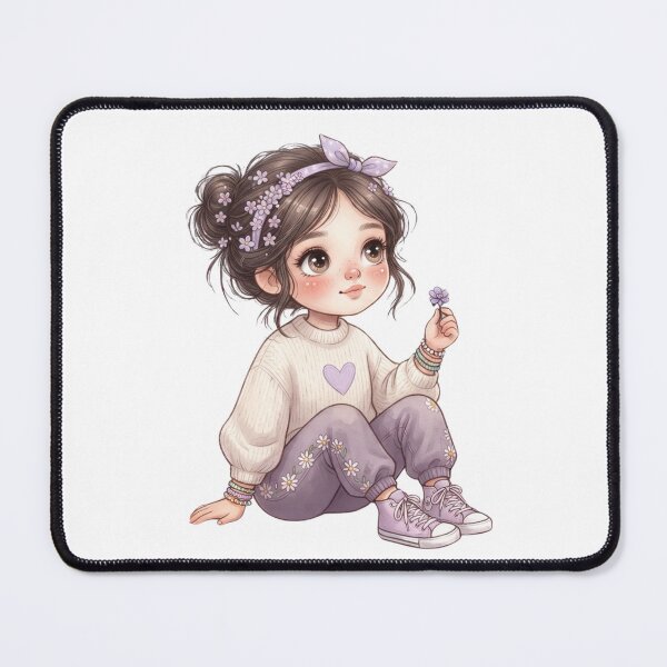 Item preview, Lavender Love Girl – Cute Boho Floral Girl Illustration designed and sold by PrintCreations9.