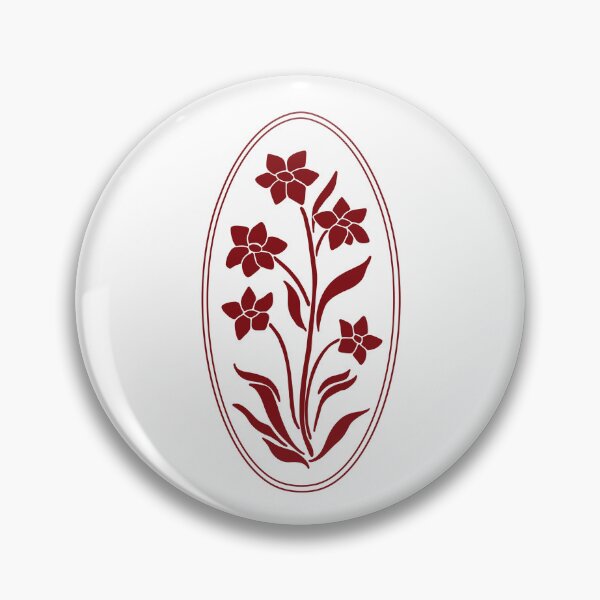 Item preview, Vintage Red Botanical Floral Motif in Oval Frame - 02 designed and sold by ivyysophia.