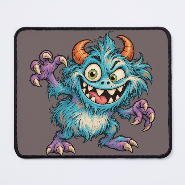 Item preview, Funny Blue Horned Monster – Vintage Retro Cute Creature Illustration designed and sold by KateVil.