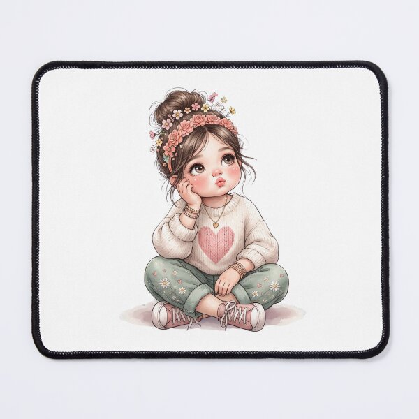 Item preview, Boho Flower Girl – Cute Whimsical Floral Illustration designed and sold by PrintCreations9.