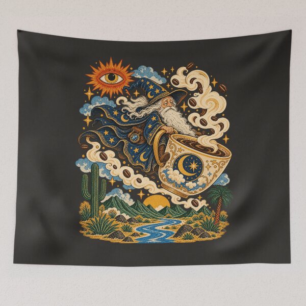 Item preview, Wizard Riding Coffee Mug Vintage Celestial Desert Fantasy designed and sold by AmiGraph.