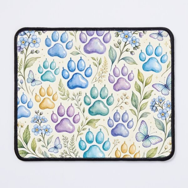 Item preview, Colorful Paw Prints and Forget Me Nots Floral designed and sold by Sybille-Yates.
