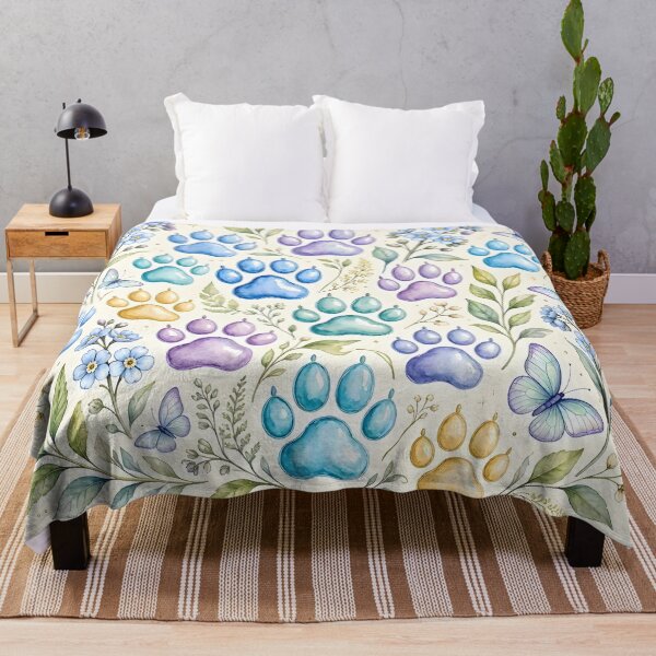 Item preview, Colorful Paw Prints and Forget Me Nots Floral designed and sold by Sybille-Yates.