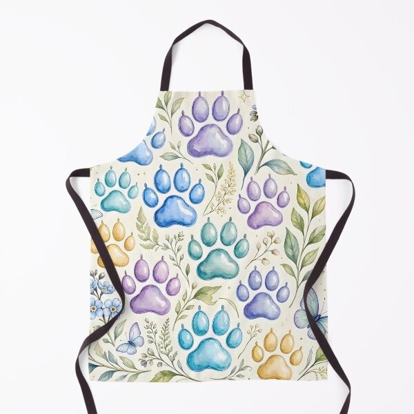 Item preview, Colorful Paw Prints and Forget Me Nots Floral designed and sold by Sybille-Yates.