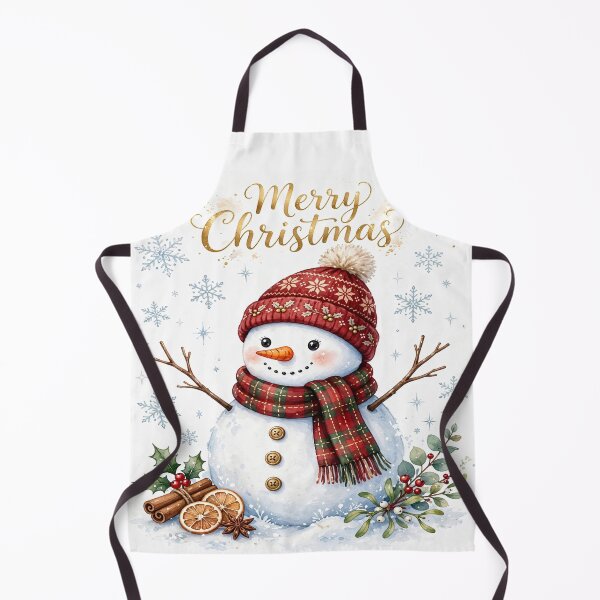 Item preview, Merry Christmas Snowman Watercolor - Cute Snowman with Red Hat and Plaid Scarf designed and sold by Deepsleepstudio.