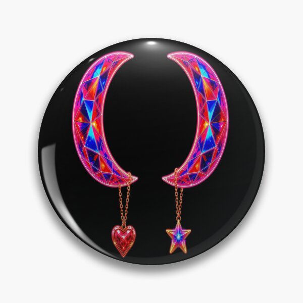 Item preview, Neon Cyberpunk Crescent Moon Crystal Charm designed and sold by Breezes-of-Ida.