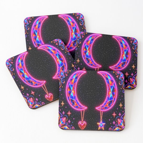 Item preview, Neon Cyberpunk Crescent Moon Crystal Charm designed and sold by Breezes-of-Ida.