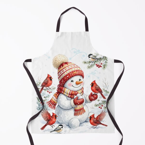 Item preview, Adorable Snowman in Knit Beanie & Scarf with Winter Birds designed and sold by VibranPalette.