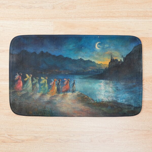 Item preview, Moonlit Fairy Castle – Enchanted Lake Fantasy Oil Painting Art designed and sold by GSizzle1.