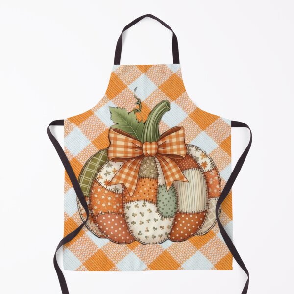 Item preview, Patchwork Pumpkin with Bow — Country Rustic Orange Gingham Autumn Illustration designed and sold by LYAN-STORE.