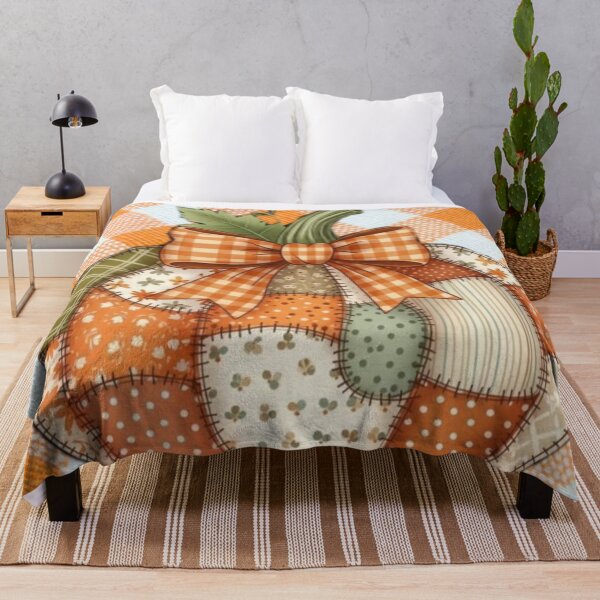 Item preview, Patchwork Pumpkin with Bow — Country Rustic Orange Gingham Autumn Illustration designed and sold by LYAN-STORE.