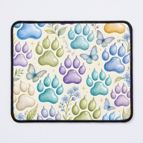 Item preview, Colorful Paw Prints and Forget Me Nots Floral designed and sold by Sybille-Yates.