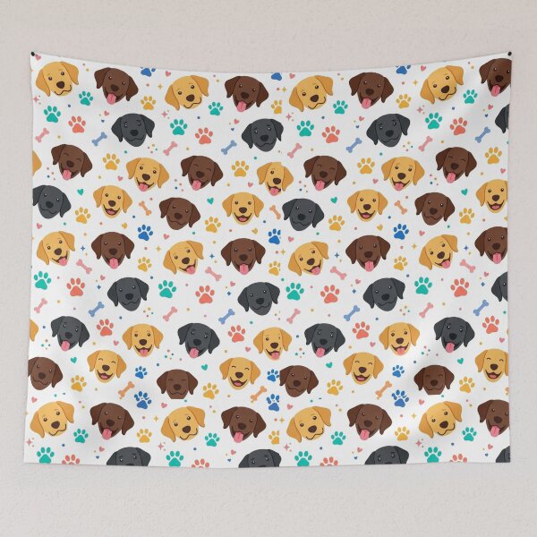 Item preview, Happy Labrador Pattern: Dog Faces and Paw Prints designed and sold by Goodthingstree.