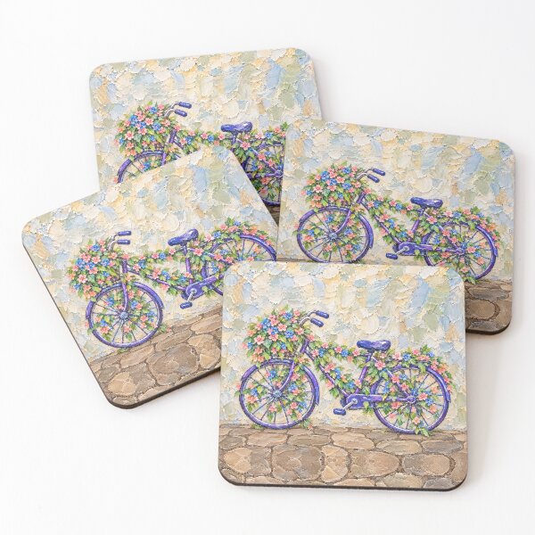 Item preview, Purple Floral Bicycle – Vintage Oil Painting Style  designed and sold by Enas Safi.