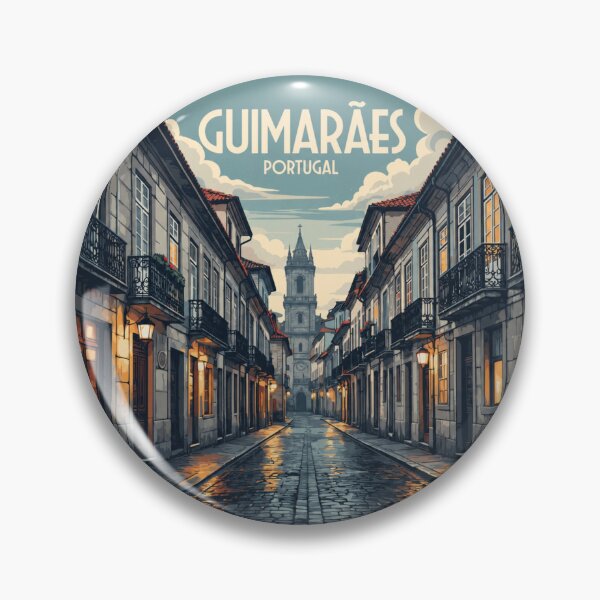Item preview, Guimarães Portugal: Historic Cobblestone Street at Dusk designed and sold by CircinusStore.